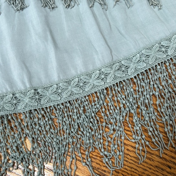 Umgee Shake it Off style green sleeveless dress. Fringe front. Size Small. NWT - Picture 3 of 12